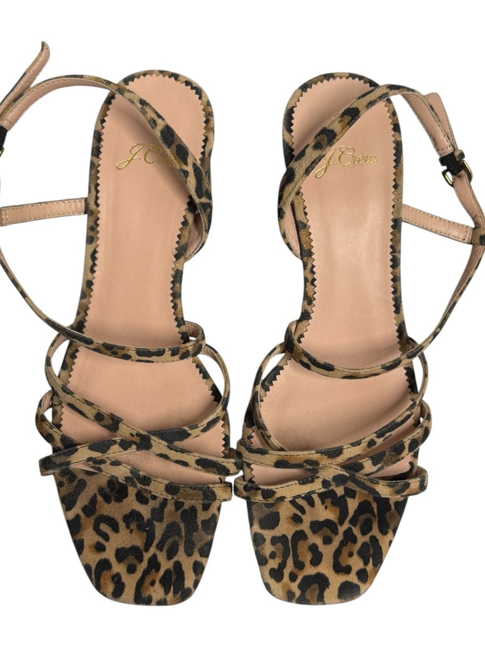 J. Crew Leopard Print Strappy Block Heel Sandals Sz 8
